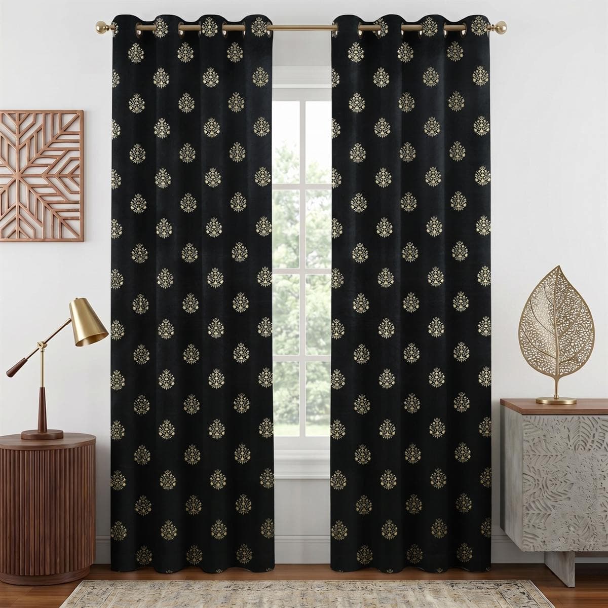 Foil Damask Velvet — Midnight Black