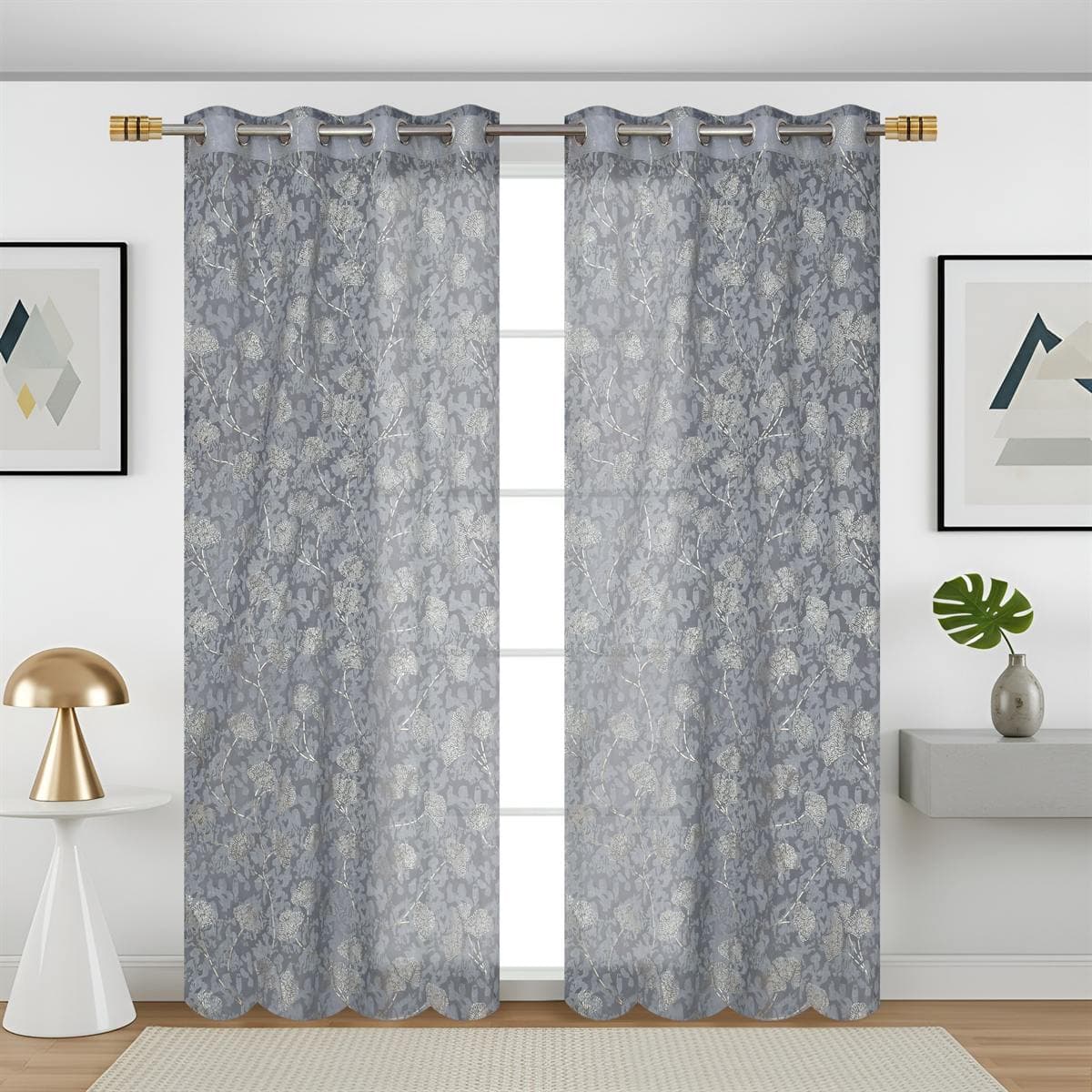 Slate blue mushroom net curtains